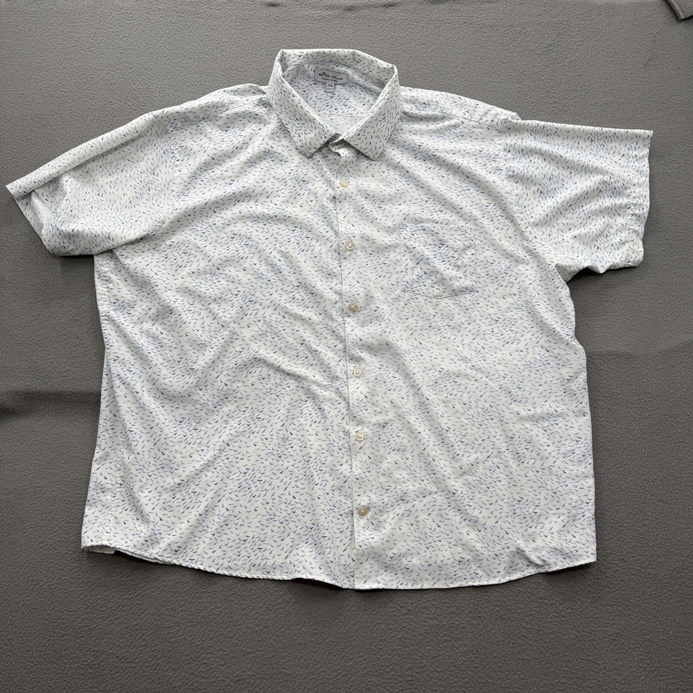 Peter Millar Shirt Mens 2XL White Bird Print Summer Comfort Short Sleeve Casual